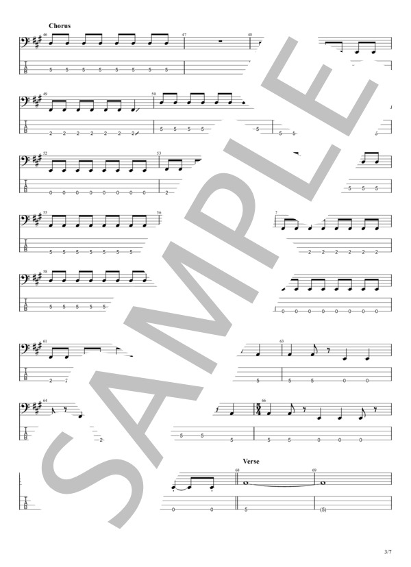 5㎝ (FOMARE) / エレキベース 初級 - サンプル譜面 3/5