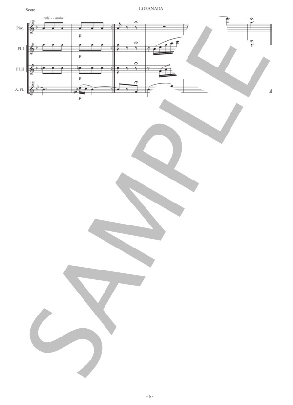 アルベニス「グラナダ（セレナータ）」フルート四重奏版 (イサーク・アルベニス) / 初〜中級 - サンプル譜面 5/5