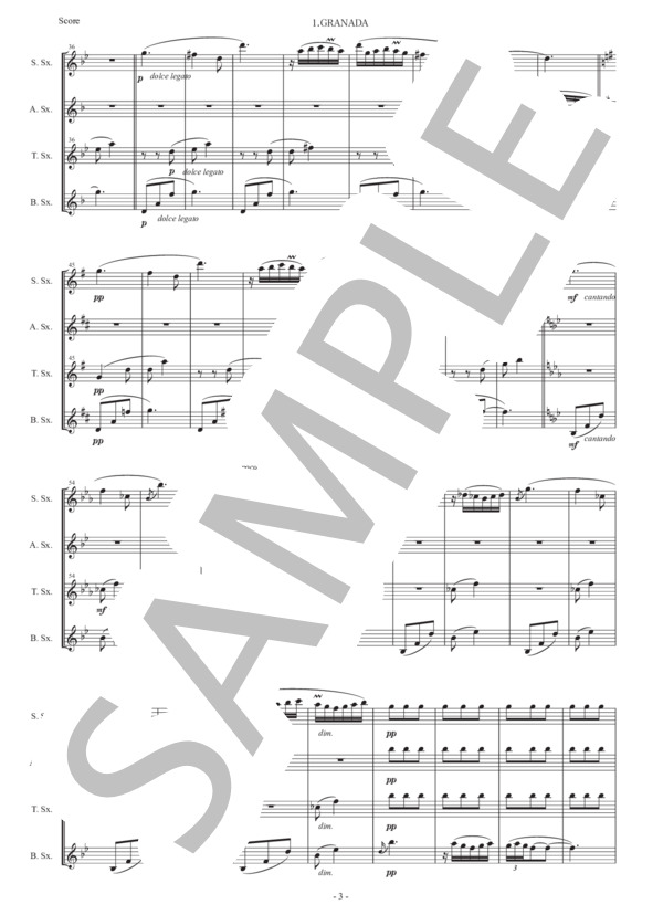 楽譜】アルベニス「グラナダ 」サックス四重奏版 / イサーク
