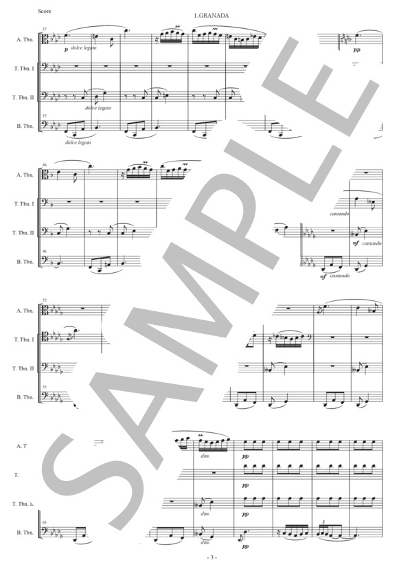 アルベニス「グラナダ（セレナータ）」トロンボーン四重奏版 (イサーク・アルベニス) / 初〜中級 - サンプル譜面 2/5