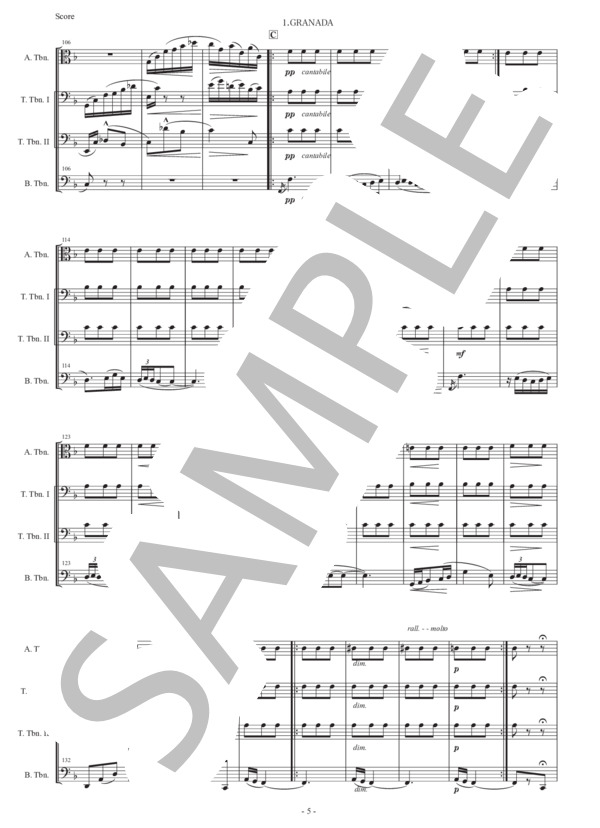 アルベニス「グラナダ（セレナータ）」トロンボーン四重奏版 (イサーク・アルベニス) / 初〜中級 - サンプル譜面 4/5