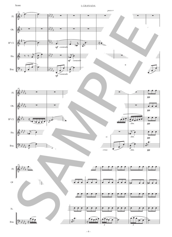 アルベニス「グラナダ（セレナータ）」木管五重奏版 (イサーク・アルベニス) / アンサンブル木管 初〜中級 - サンプル譜面 3/5