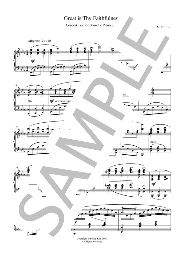 主の真実はくしきかな (Kim Philip) / ピアノソロ 上級 - サンプル譜面 2/5