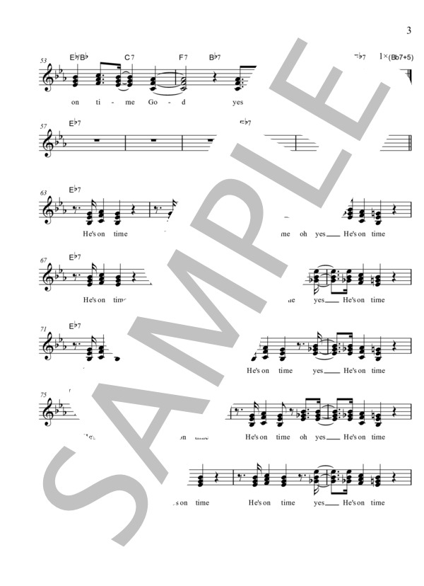 He's An On Time God (Dottie・Peoples) / ゴスペル 初〜中級 - サンプル譜面 3/5