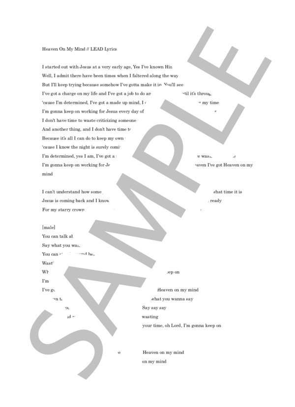 楽譜】Heaven On My Mind / Barnes Luther (ゴスペル / 中〜上級