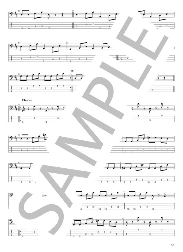 GUERRILLA (BOOWY) / エレキベース 初級 - サンプル譜面 2/3