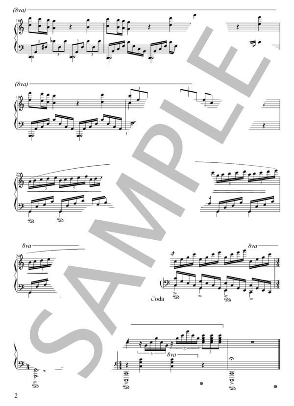 「ヱヴァンゲリヲン新劇場版：Q」より「Quatre Mains」ピアノソロ楽譜 上級者向け (鷺巣 詩郎) / 初〜中級 - サンプル譜面 2/2