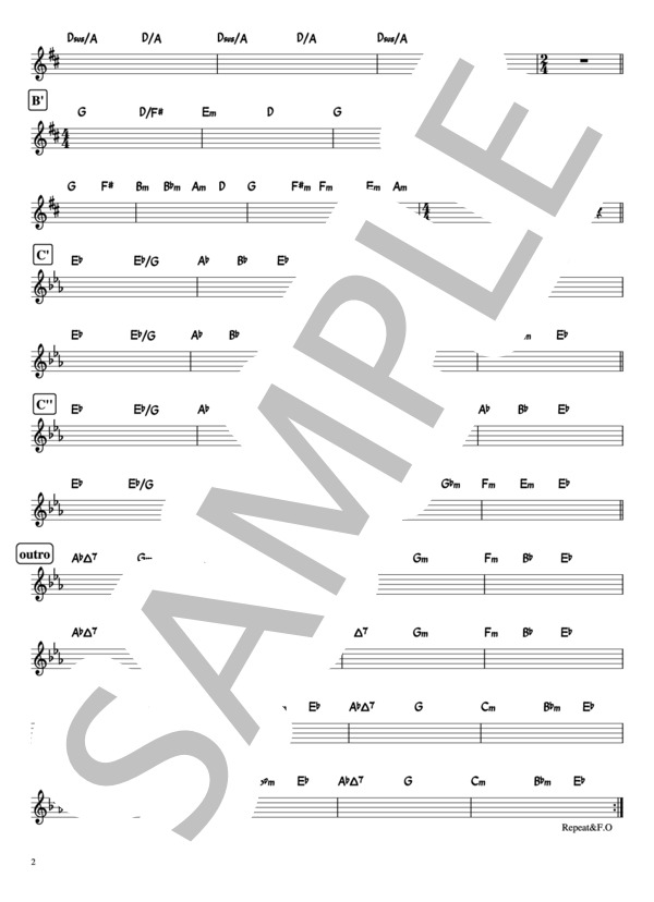 【海原の月】バンド用コード譜 (安藤 裕子) / その他 上級 - サンプル譜面 2/2