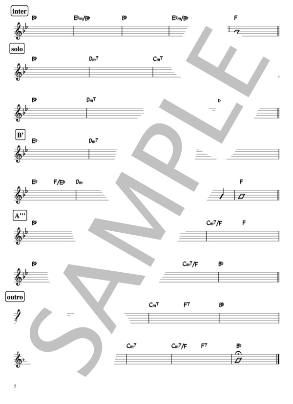 【LOVE IS OVER Key=Bb】バンド用コード譜 (欧陽菲菲) / その他 上級 - サンプル譜面 2/2