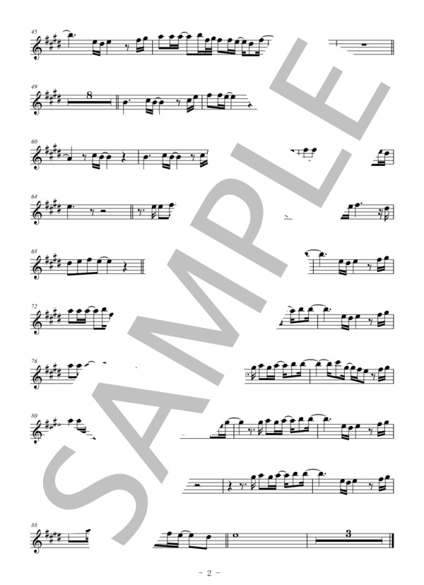 ハナミズキ（メロディー譜:フルート） (一青 窈) / 中級 - サンプル譜面 2/2