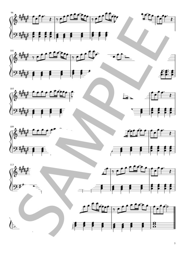 ハッピーシンセサイザ (ベティ) / ピアノソロ 初級 - サンプル譜面 5/5