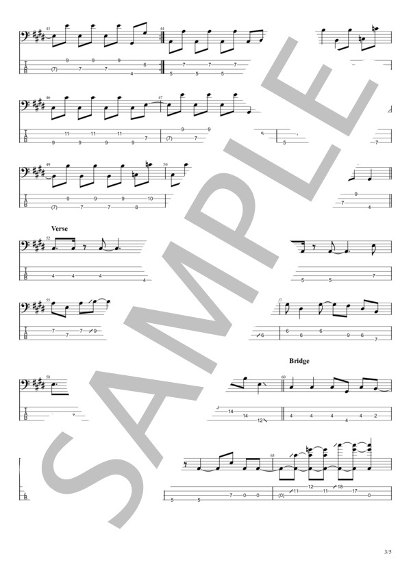 Happy Birthday to you you (YUI) / エレキベース 中級 - サンプル譜面 3/5