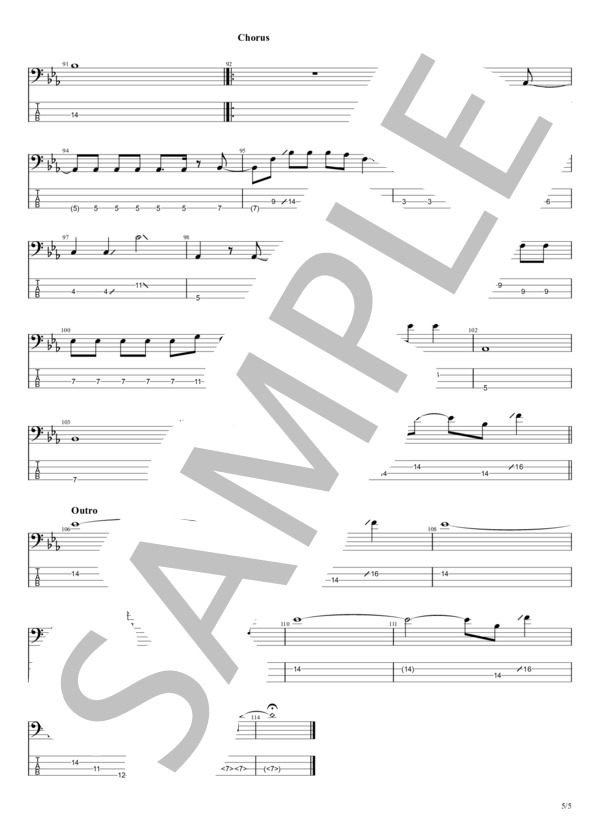 春風 (アイビー カラー) / エレキベース 初〜中級 - サンプル譜面 5/5