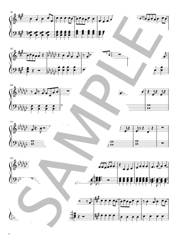 ヒバナ (DECO＊27) / ピアノソロ 初級 - サンプル譜面 4/5