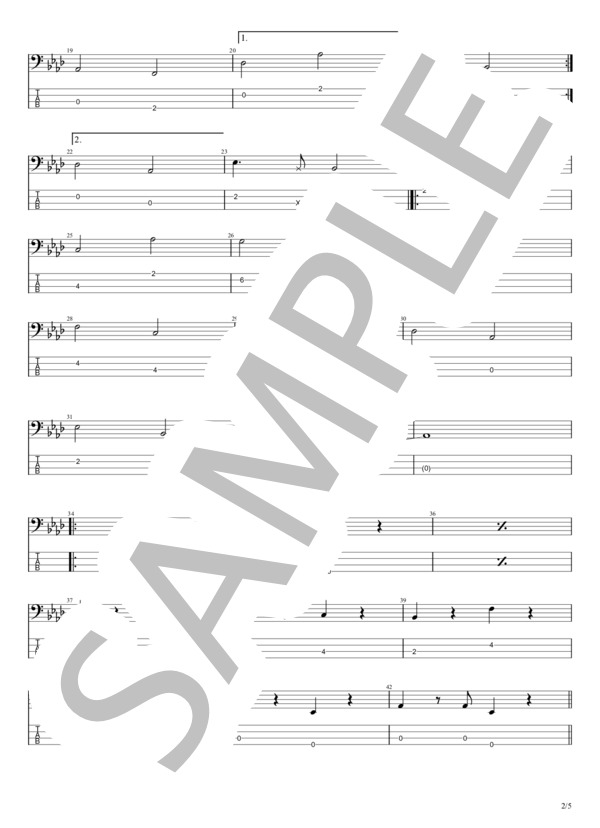 光の方へ (カネコアヤノ) / コントラバス 初級 - サンプル譜面 2/5