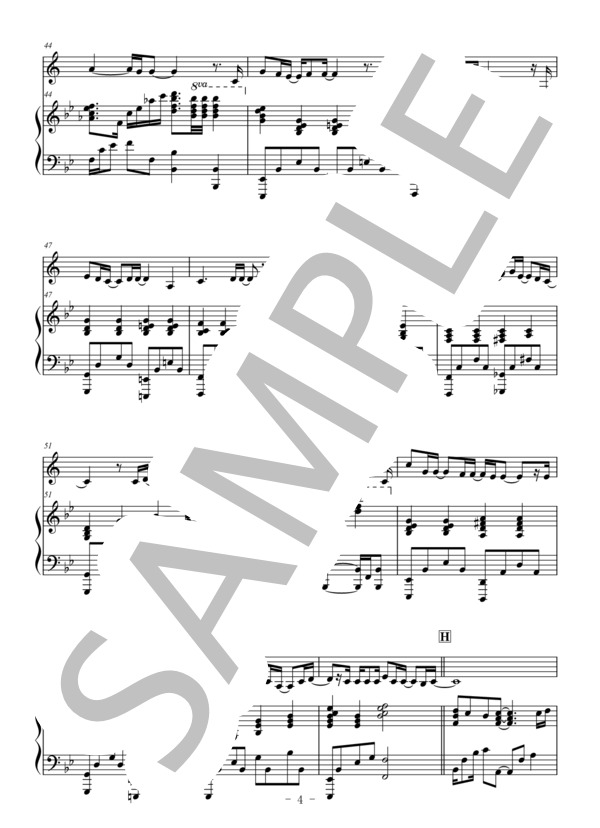 ひまわりの約束（バスクラリネット＆ピアノ) / 秦基博 (秦 基博) / 中〜上級 - サンプル譜面 4/5