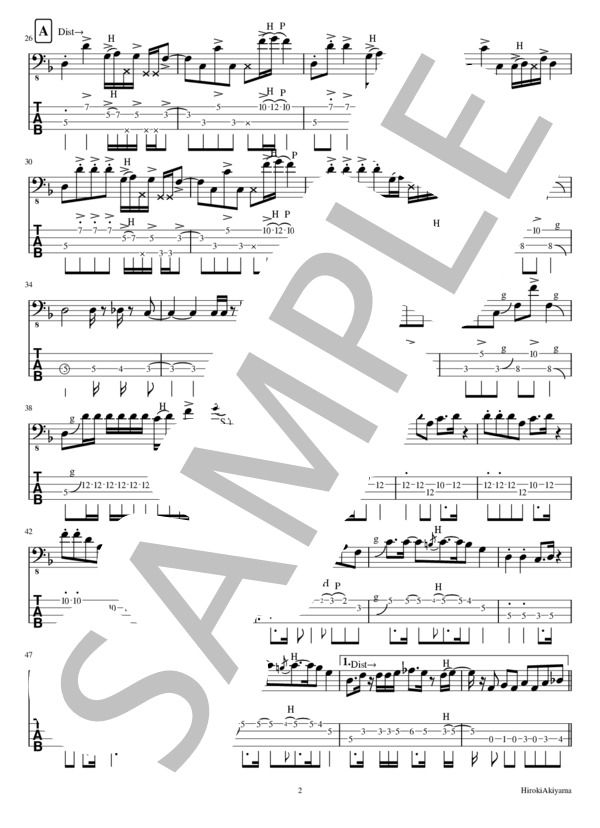 おはようチェッコリさん (DABIDE'Sfire) / エレキベース 中級 - サンプル譜面 2/5