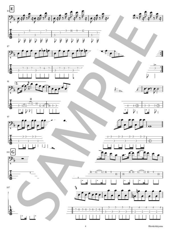 おはようチェッコリさん (DABIDE'Sfire) / エレキベース 中級 - サンプル譜面 4/5