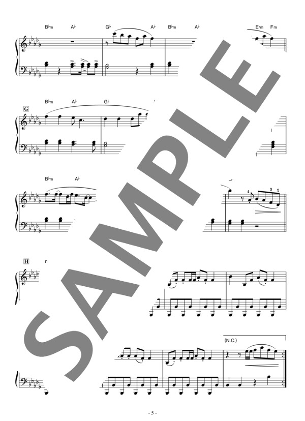 FLASH (Perfume) / ピアノソロ 中級 - サンプル譜面 5/5