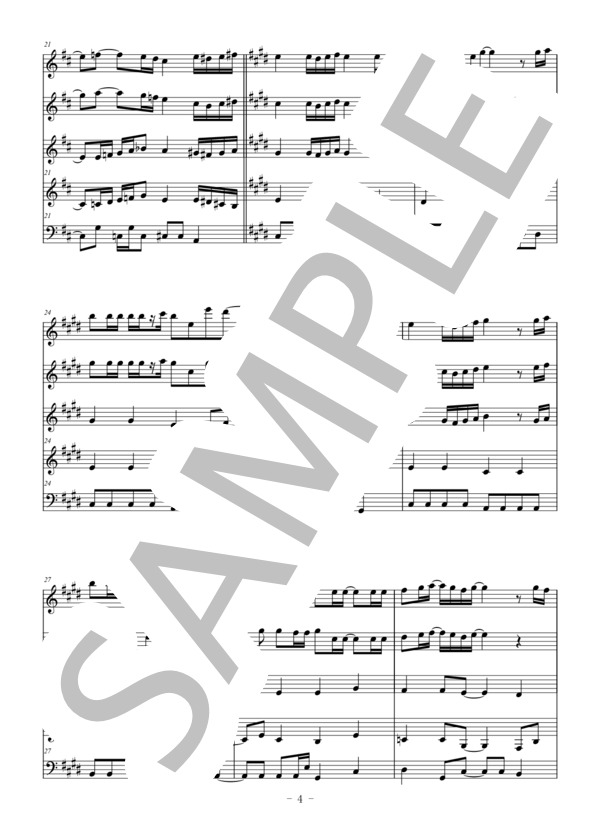 炎（管楽5重奏【フレキシブル】） (LiSA) / ユーフォニアム 上級 - サンプル譜面 4/5