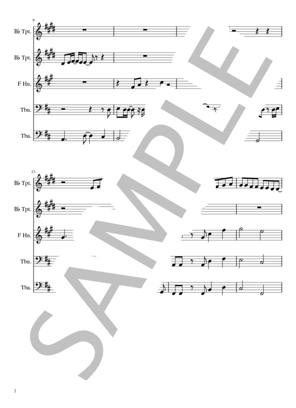 炎（金管5重奏） (梶浦 由記) / アンサンブル金管 中級 - サンプル譜面 2/5