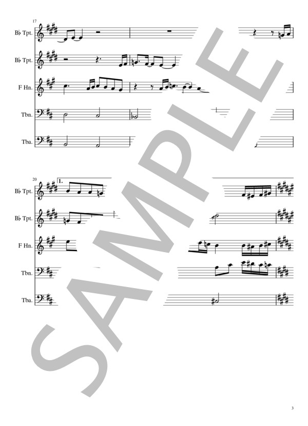 炎（金管5重奏） (梶浦 由記) / アンサンブル金管 中級 - サンプル譜面 3/5