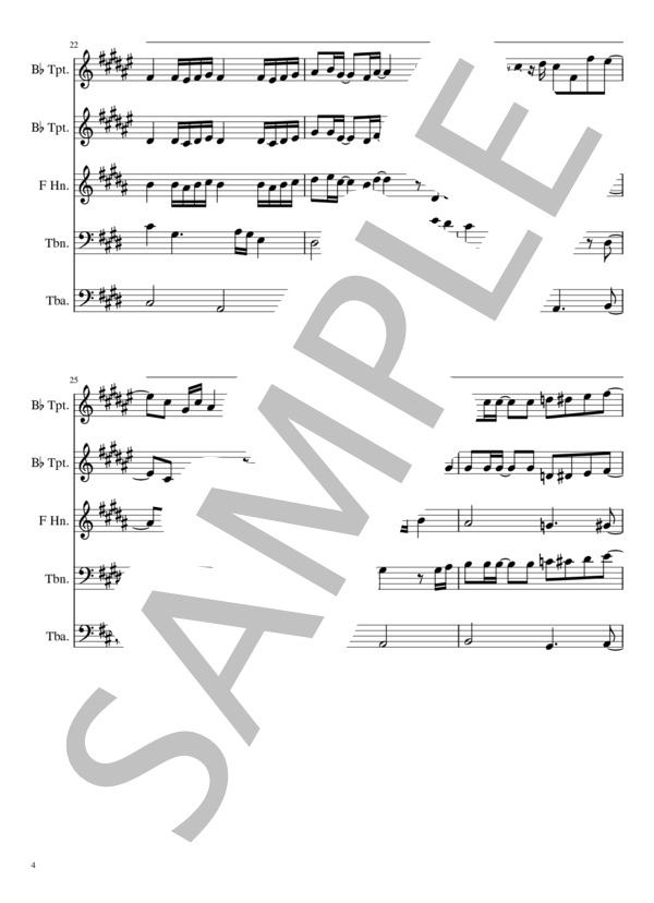 炎（金管5重奏） (梶浦 由記) / アンサンブル金管 中級 - サンプル譜面 4/5