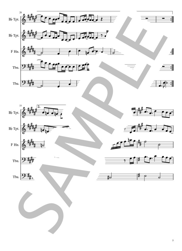 炎（金管5重奏） (梶浦 由記) / アンサンブル金管 中級 - サンプル譜面 5/5