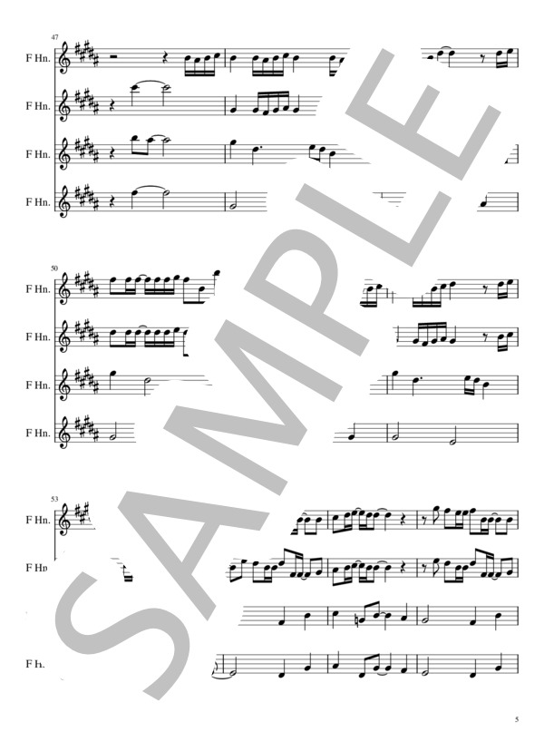 炎（ホルン4重奏） (梶浦 由記) / 中級 - サンプル譜面 5/5