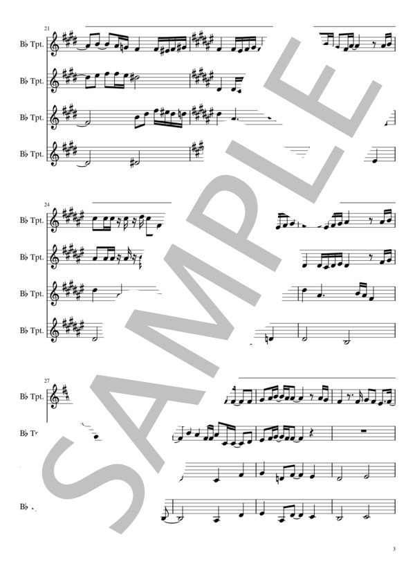 炎（トランペット4重奏） (梶浦 由記) / 中級 - サンプル譜面 3/5