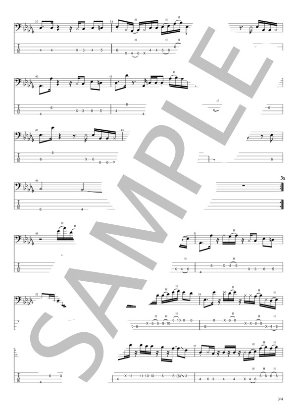 HONDA (Friday Night Plans) / エレキベース 中級 - サンプル譜面 3/4