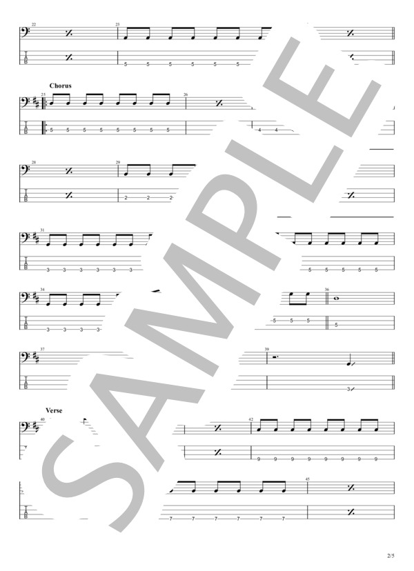 HURTS (Homecomings) / エレキベース 初〜中級 - サンプル譜面 2/5