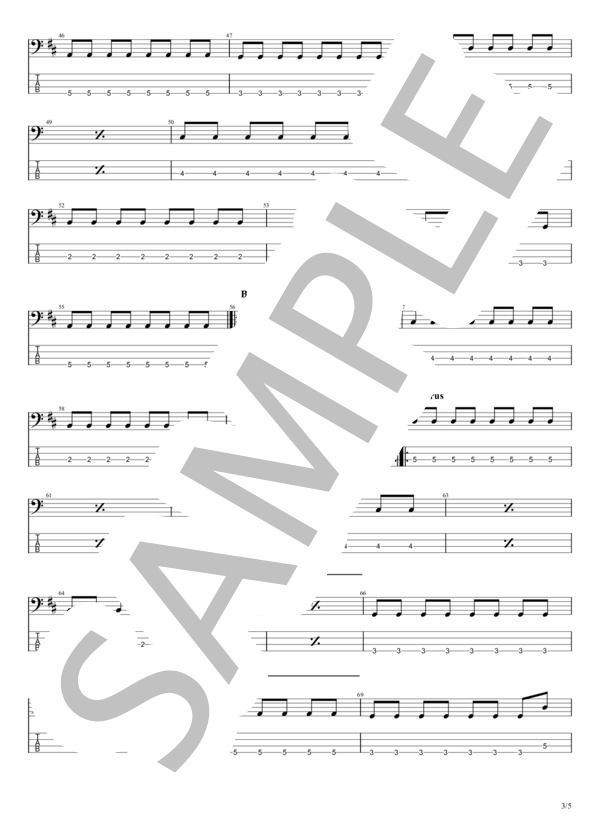 HURTS (Homecomings) / エレキベース 初〜中級 - サンプル譜面 3/5