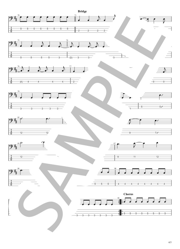 HURTS (Homecomings) / エレキベース 初〜中級 - サンプル譜面 4/5