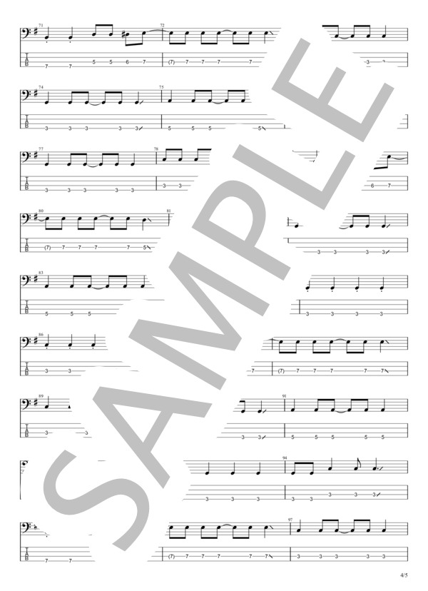 いい日になりそう (ヤユヨ) / エレキベース 初級 - サンプル譜面 4/5