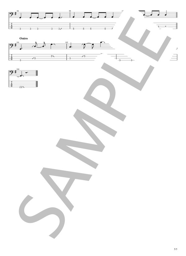 いい日になりそう (ヤユヨ) / エレキベース 初級 - サンプル譜面 5/5