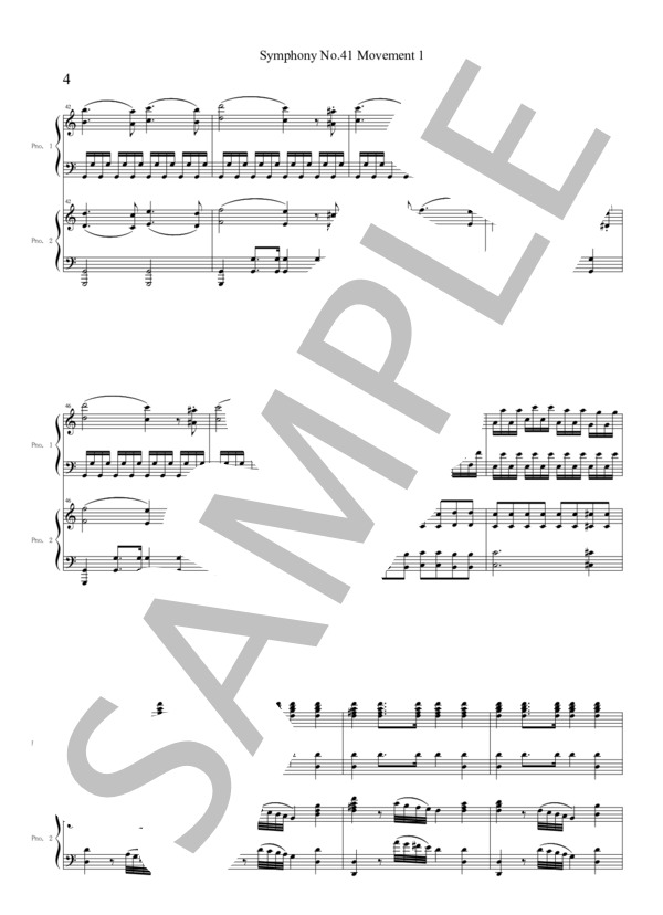 モーツァルト交響曲第41番「ジュピター」第1楽章二台ピアノ編 (ヴォルフガング・アマデウス・モーツァルト) / ピアノ2台4手 中級 - サンプル譜面 4/5