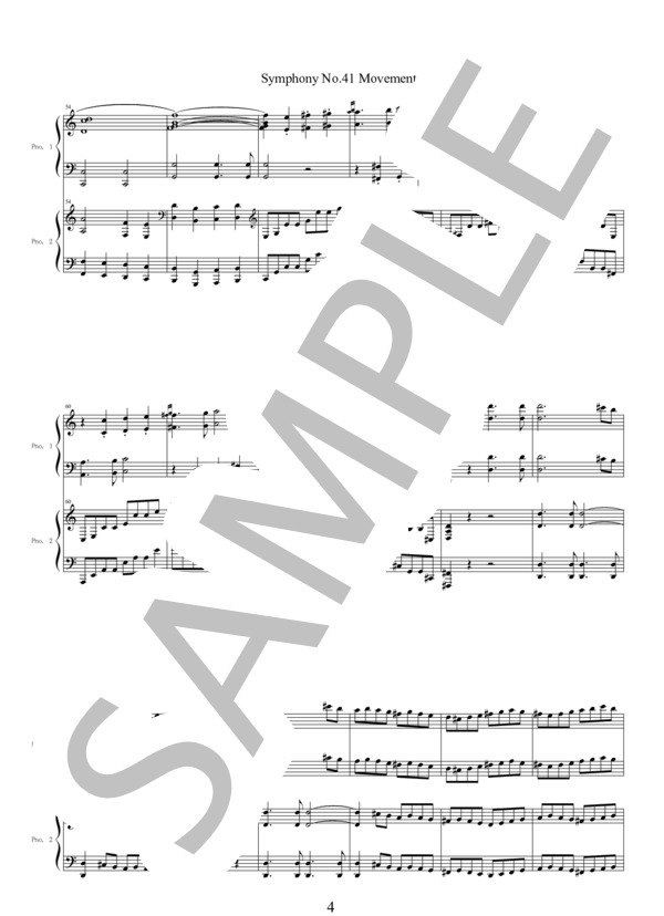 楽譜】モーツァルト交響曲第41番「ジュピター」第4楽章二台ピアノ編