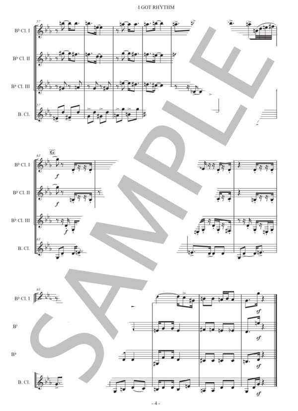 ガーシュウィン「アイ・ガット・リズム」クラリネット四重奏版 (ジョージ・ガーシュウィン) / 初〜中級 - サンプル譜面 4/5