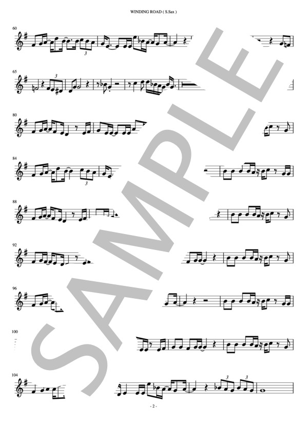 絢香×コブクロ「WINDING ROAD」絢香パート in B♭ (コブクロ×絢香) / ソプラノサックス 中級 - サンプル譜面 2/2