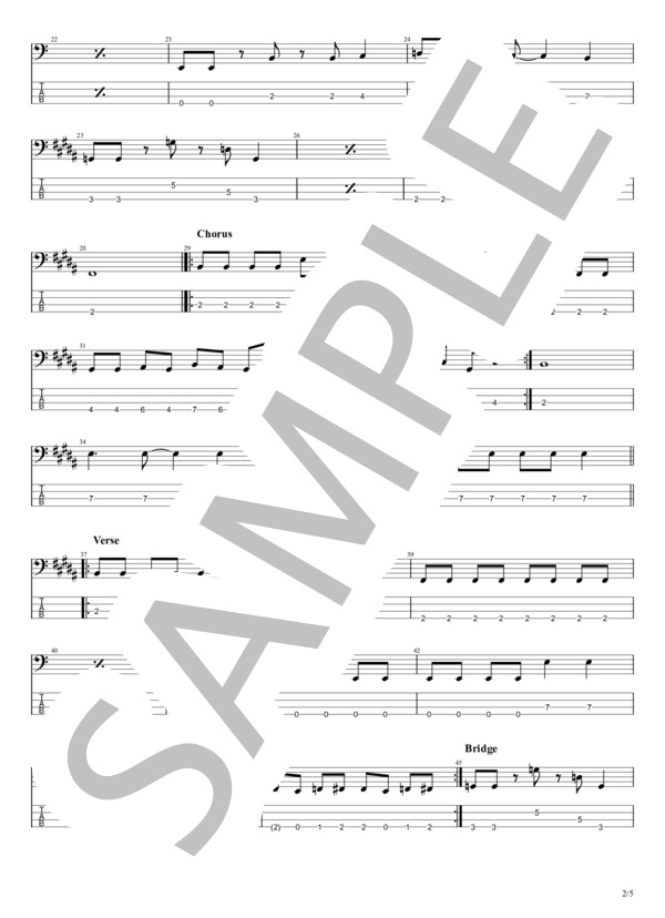 I'M JUST ROCK'N ROLLER (ZIGGY) / エレキベース 初〜中級 - サンプル譜面 2/5