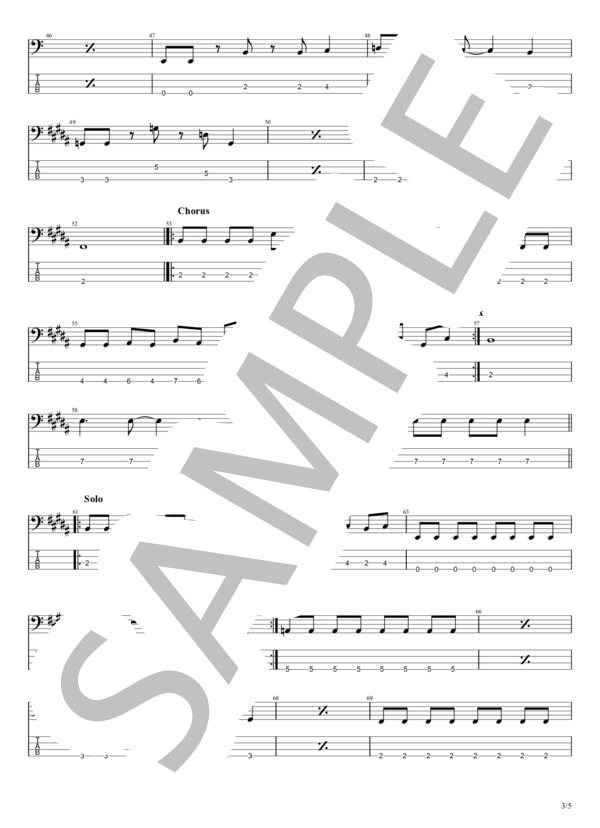 I'M JUST ROCK'N ROLLER (ZIGGY) / エレキベース 初〜中級 - サンプル譜面 3/5