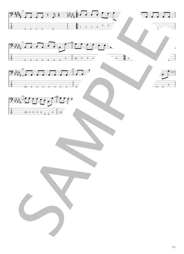 I'M JUST ROCK'N ROLLER (ZIGGY) / エレキベース 初〜中級 - サンプル譜面 5/5