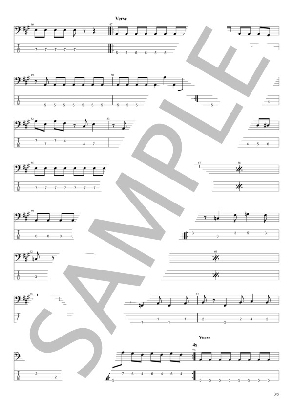 楽譜】ジェニーはご機嫌ななめ / Juicy Fruits (エレキベース