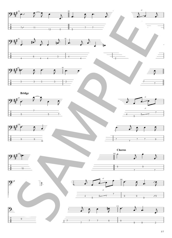 純愛だけど朝帰り (憂歌団) / エレキベース 初〜中級 - サンプル譜面 5/5