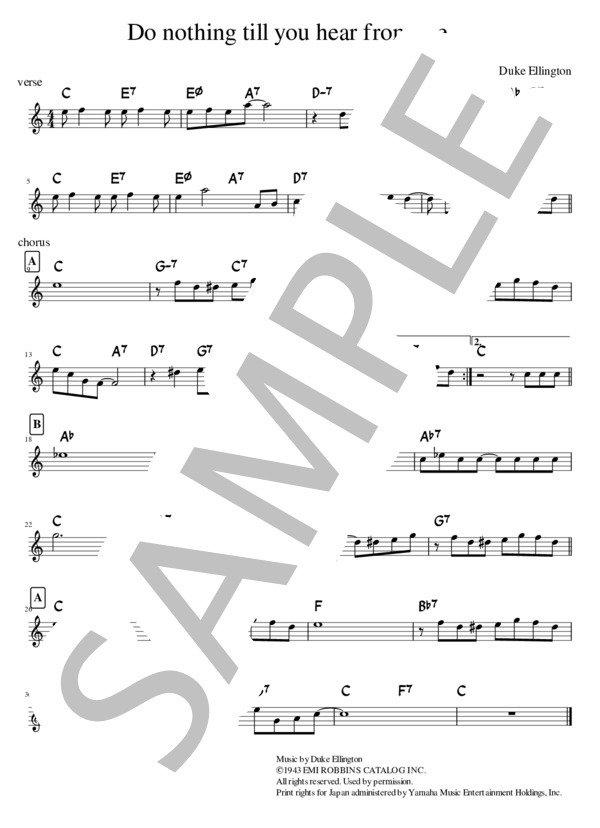 Do nothing till you hear from me in C (デューク・エリントン) / メロディ 初級 - サンプル譜面 1/1