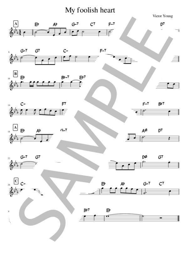 my foolish heart in E♭ (ヴィクター・ヤング) / メロディ その他 - サンプル譜面 1/1