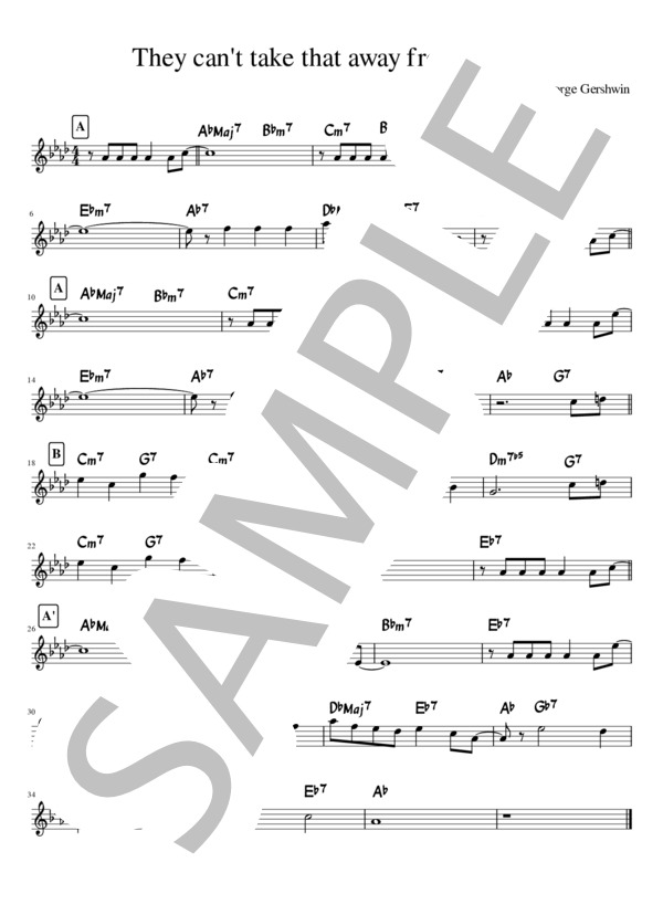 They can't take that away from me in A♭ (ジョージ・ガーシュイン) / メロディ その他 - サンプル譜面 1/1