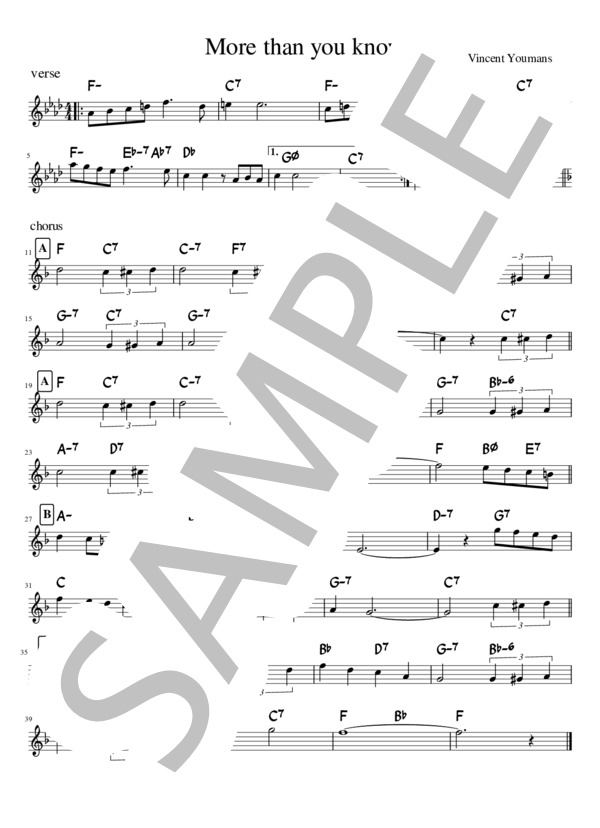 More than you know in F (ヴィンセント・ユーマンス) / メロディ その他 - サンプル譜面 1/1