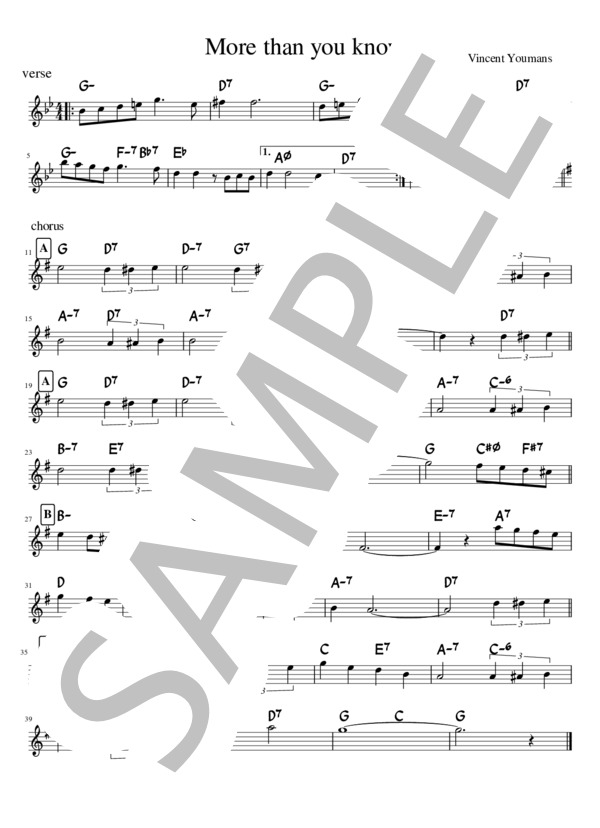 More than you know in G (ヴィンセント・ユーマンス) / メロディ その他 - サンプル譜面 1/1